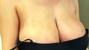 check out my slender stepmother flashing her milky tits and licking those nipples outdoors