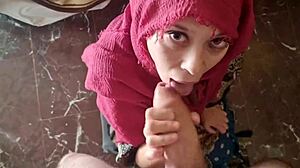 muslim girl sucking big cock and getting cum in her mouth homemade