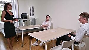 Why does back to school chapter 3 headmaster Mr Perry initiate a dp free for all gangbang in his office gp3088?