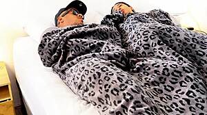 Naughty stepmother stepmom shares bed with stepson for athletic colombian latina milf blowjob and tight wet pussy sex homemade