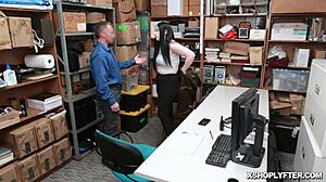 Whoa, hot big tits shoplifter lets lp officer enjoy her huge titties in office sex 😈