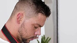 remarkable blonde poses for camera then licks guy's ass