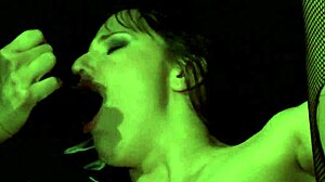 Oh man, this caged submissive gets dildoed deep in mouth and pussy by dominant european femdom.