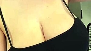 check out my slender stepmother flashing her milky tits and licking those nipples outdoors