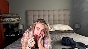 Tattooed Blonde Strips Naked And Smokes Vape! Curvy Babe Shows Off!