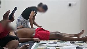 Can you give happy ending spa massage right in front of customer lady?