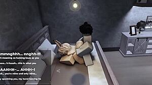 Roblox femboy begs for more while getting ass fucked senseless by cute shemale