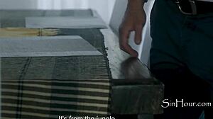 Nympho step sis Bella Rolland and Avery Black ride in taboo ffm threesome