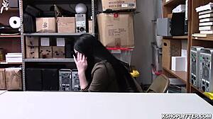 Whoa, hot big tits shoplifter lets lp officer enjoy her huge titties in office sex 😈