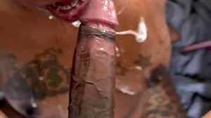 ebony guy trains his throat on ghetto ass, licking balls deeply in wet pov session.