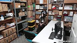 Whoa, hot big tits shoplifter lets lp officer enjoy her huge titties in office sex 😈