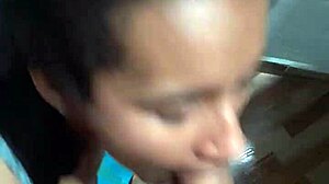 Amateur petite latina swallows my cum in homemade quickie.