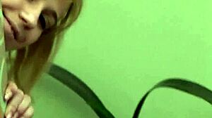 cutie fingers herself on the stairs