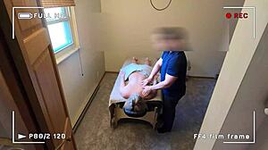 home security camera captures blonde wife's cheating affair during outdoor massage with blowjob and doggystyle