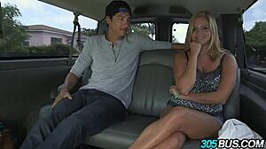 Blonde with Big Natural Tits Gets Creampie in Public Bus Humiliation!