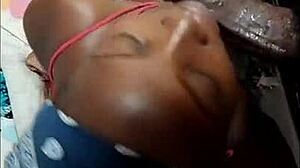 In this homemade video a cute Colombian Latina proves good girls can deepthroat big ebony cocks asking stepdaddy how big it is before sucking like a horny slut - jhodez1