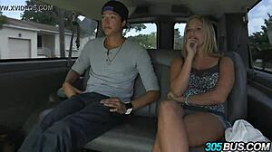 Blonde with Big Natural Tits Gets Creampie in Public Bus Humiliation!