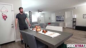 hey, what if this mischievous miniature catches her tall stepbro jerking off and things get wild?