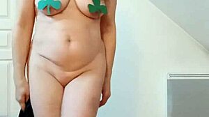 i'm your european slave stripping and teasing in st patrick outfit for you