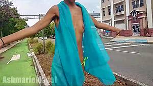 Hairy latina teen 18+ flashes beaver and armpit in wet underwater public adventure