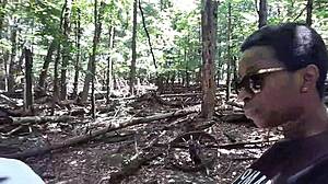 Southern Ass Licking And Deep Throat Action With Black Couple In Wet Outdoor Forest