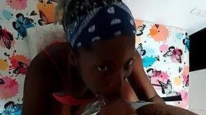 In this homemade video a cute Colombian Latina proves good girls can deepthroat big ebony cocks asking stepdaddy how big it is before sucking like a horny slut - jhodez1