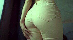 jeans tease with bare ass fetish and perfect booty worship