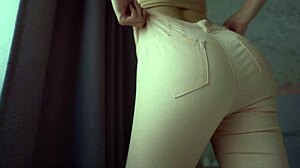 jeans tease with bare ass fetish and perfect booty worship