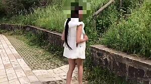 public flashing while walking around in my white outfit for fun - skysexfree