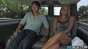 Blonde with Big Natural Tits Gets Creampie in Public Bus Humiliation!