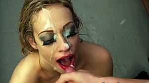 Intense Desire As Beauty Swallows Every Drop Of Cumshot On Her Face