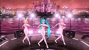 i... uh, hatsune miku rin luka in full nude bunny costume, goddess tits and pussy