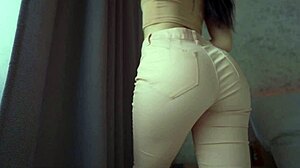 jeans tease with bare ass fetish and perfect booty worship