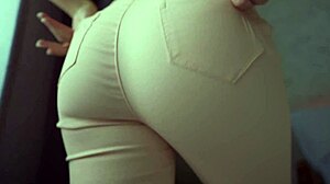 jeans tease with bare ass fetish and perfect booty worship