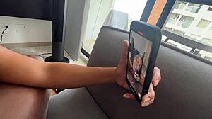 The influencer casually films herself deepthroating her partner's big cock for her followers. It's a quick, passionate blowjob session in their bedroom.