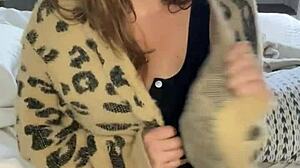 the huge tit amateur explored her desires with a giant dildo. she reached double orgasms and squirted in the panty bank