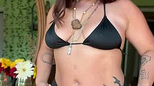 curvy pawg paisley flowers teases in black bikini with big ass and tits!