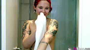 College babe rides cowgirl while getting fucked doggystyle by her two European flatmates