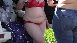 Mature Lesbians With Big Asses In Sexy Lingerie Outdoors! Voyeur Hidden Camera Watches Chubby Milfs In Public Park Fetish