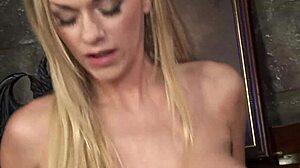 I feel so aroused watching blonde paige ashley in fishnets and lingerie giving blowjob and riding cowgirl