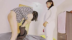 hey, watch this brunette cutie in a threesome getting her tight wet pussy fisted and squirted on