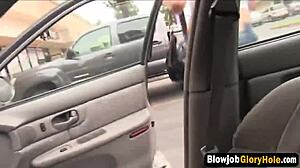 glory hole brunette babe sucking long cock