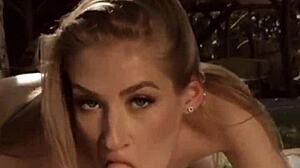 masturbated in garden with favorite toys, blonde teasing striptease leading to deep orgasm