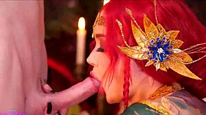 Oh man, check out Triss Merigold cosplay with this big tits bitch giving blowjob and footjob to a real big cock homemade style.
