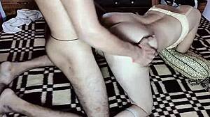 Mad Indian girl gets fucked by her servant in cowgirl riding. She takes big cock for creampie in crazy japanese style.