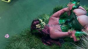 Batfuck enters Poison Envy's garden of lust in cosplay orgy. He fucks his big cock off with blowjob, cowgirl riding, doggystyle, and creampie in outdoor group sex.