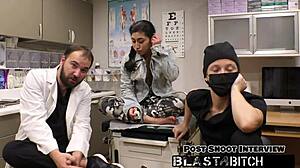 jasmine rose's backstage latex gloves session ends with cum blasting her face in close up