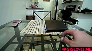 I love sucking on this big cock while blindfolded, stepsister Jade Nile says.