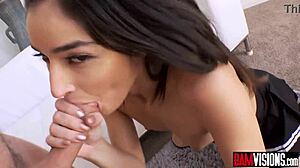 Hot brunette babe Emily Willis takes monster cock deep in her gaping asshole!