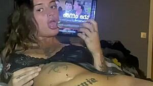 Horny goth teen dives into solo masturbation, exploring her big tits and ass with toys